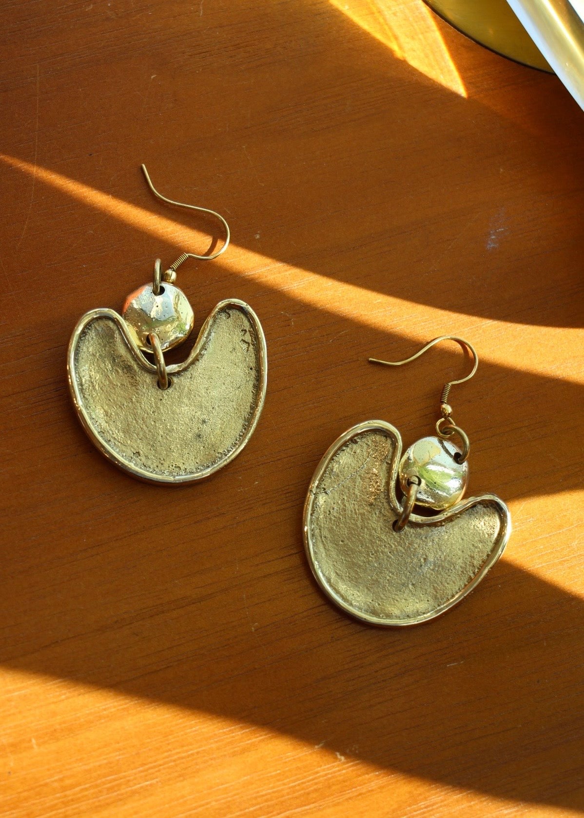 Golden Crescent Drop Earrings
