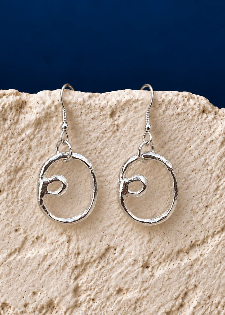 Silver Loop Drop Earrings - Only One Pair