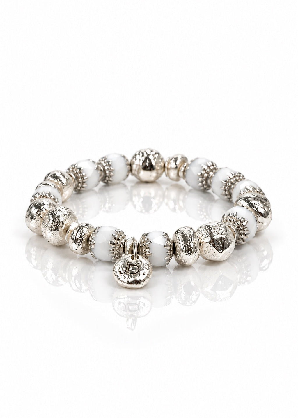 Cathedral White bracelet on reflective white background