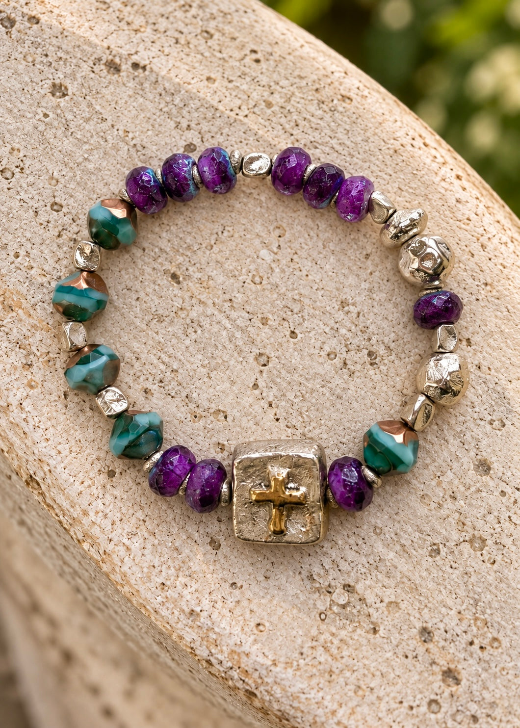 Consider the Lilies bracelet on light stone