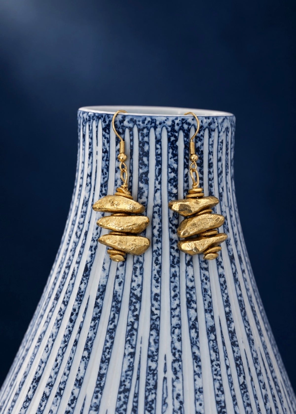 Golden Pebble Stack Earrings