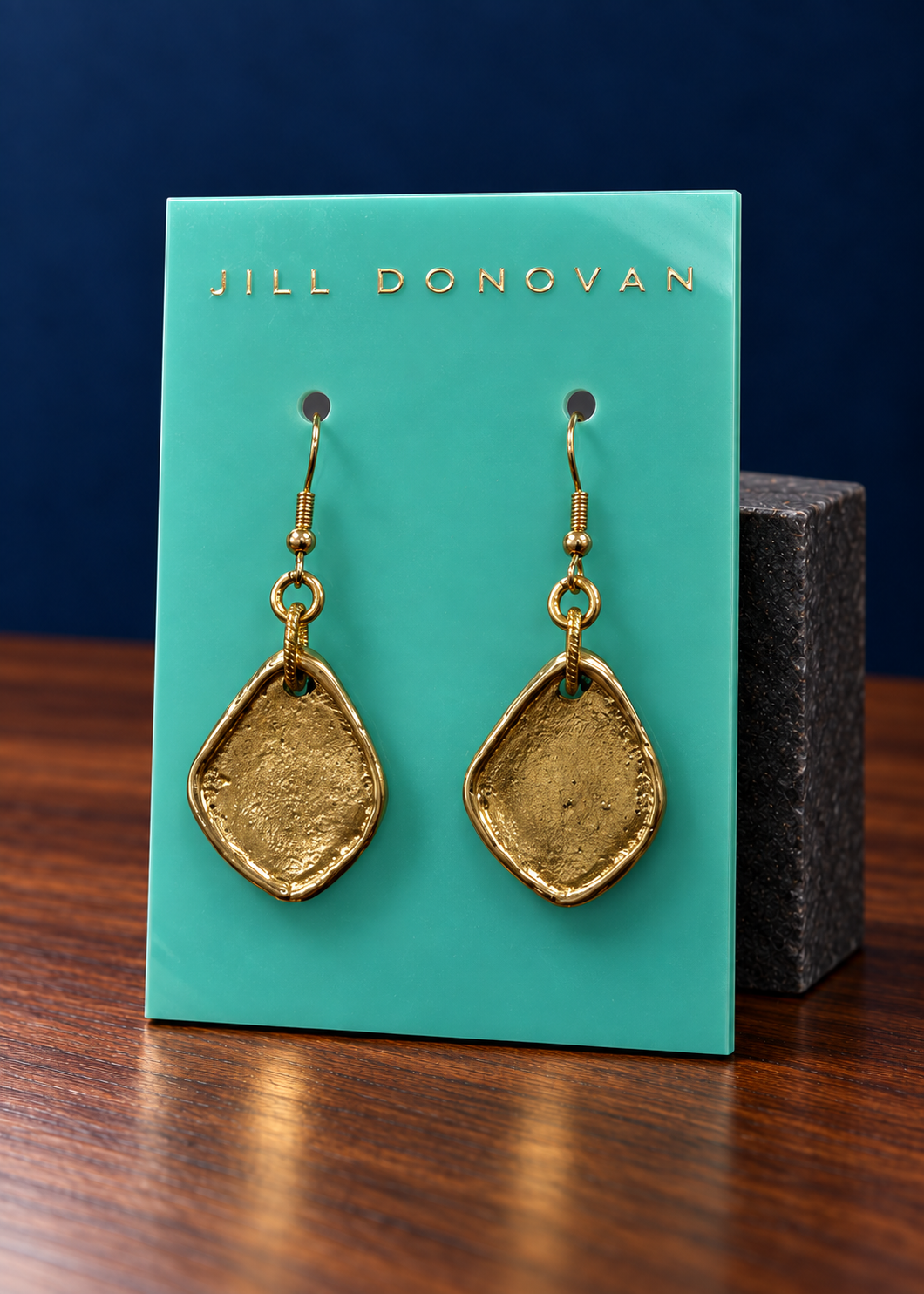 Textured Teardrop Earrings — Only One Pair on a Jill Donovan lucite card