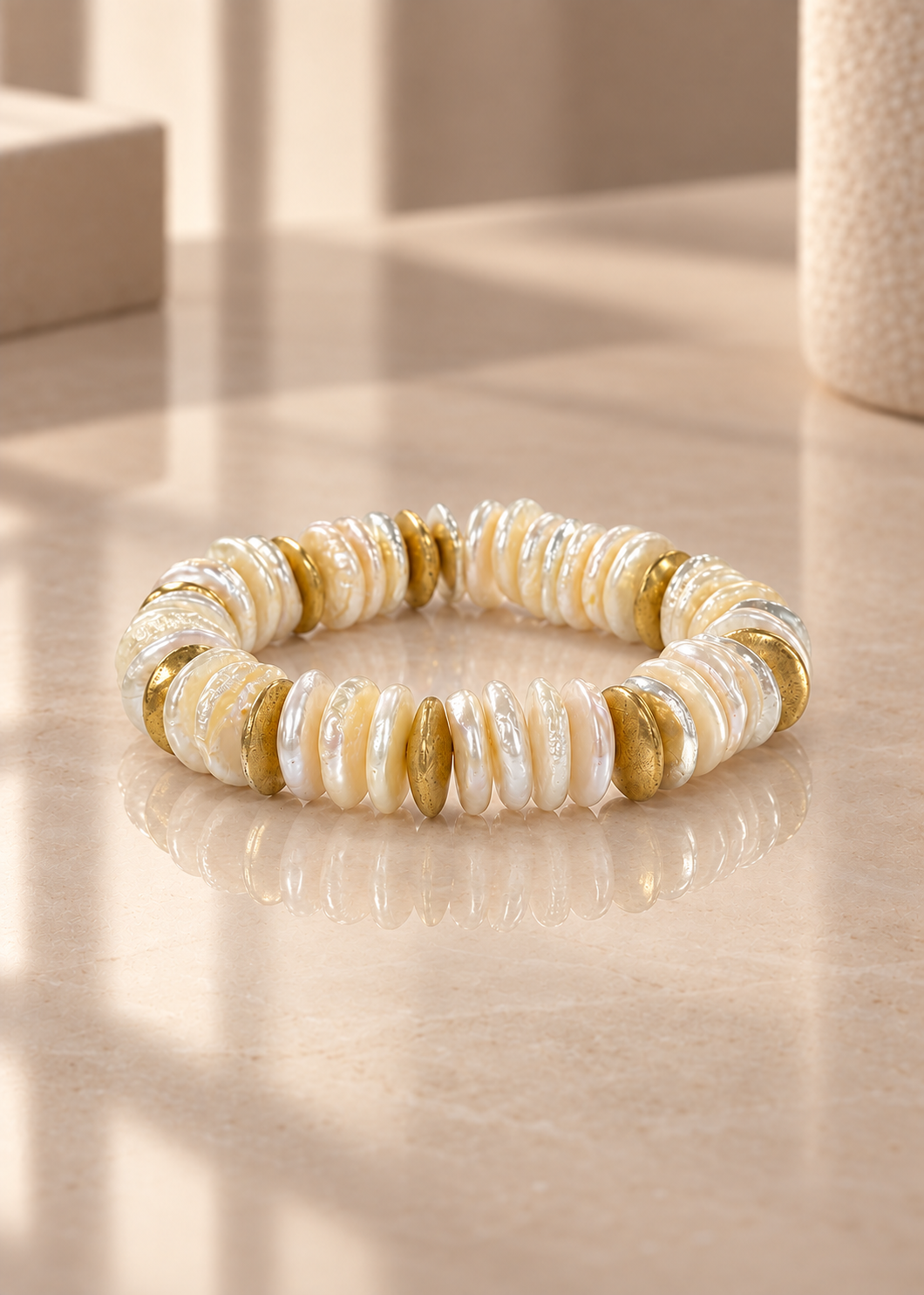 Poetic Pearl - Captivating on reflective ivory surface