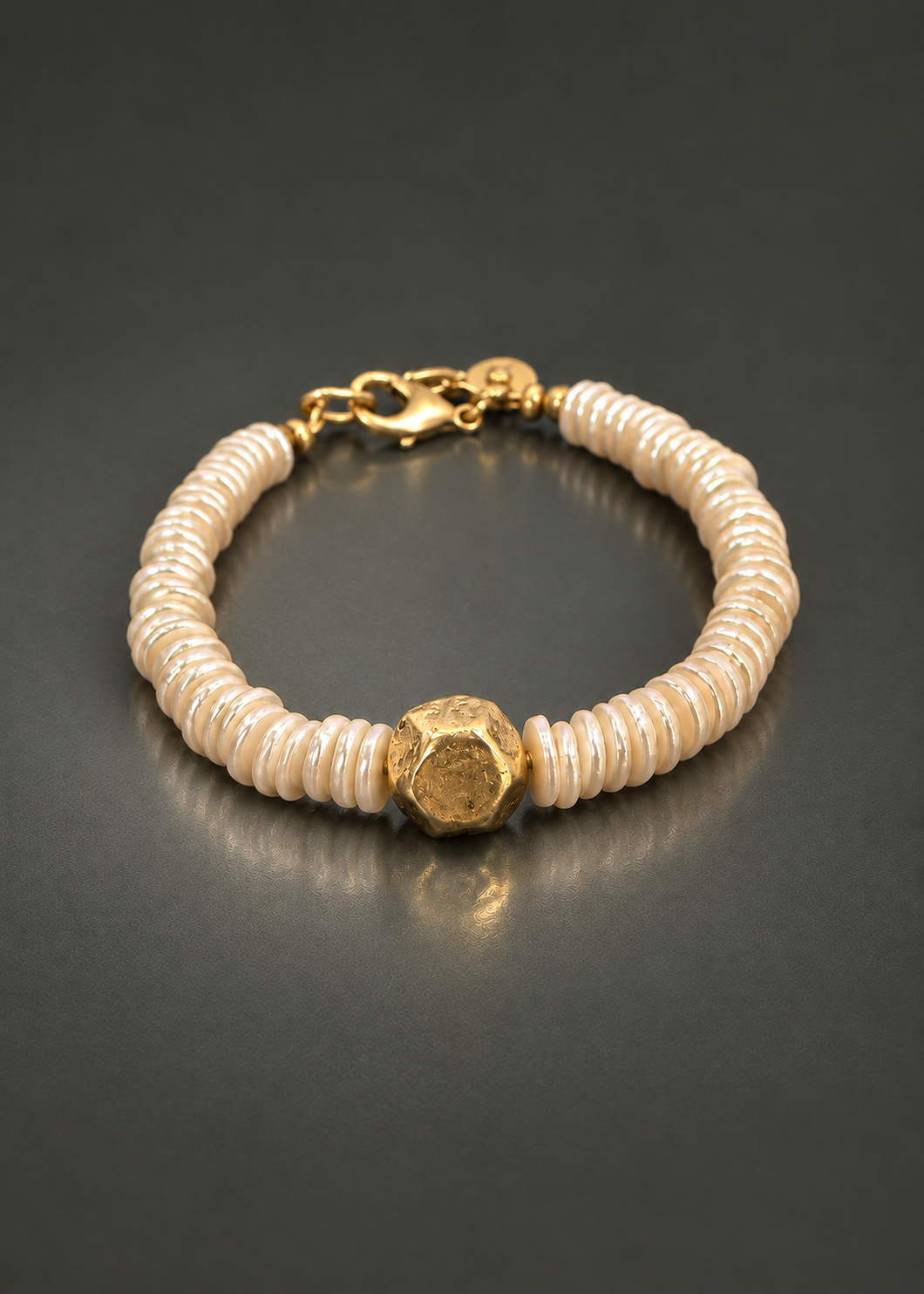Poetic Pearl Golden Center bracelet, angled view