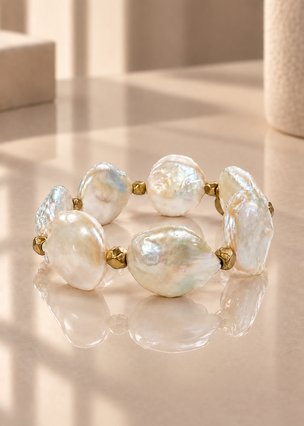 Poetic Pearl - The Muse on reflective ivory surface
